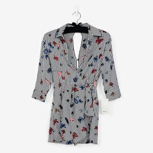 Zara Butterfly Romper Size XS Striped Casual Chic Playful‎ Summer Vacation